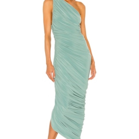 Norma Kamali Dresses & Skirts - Norma Kamali One-Shoulder Ruched Midi Dress in Mint